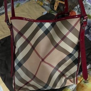 Burberry patent trim shoulder bag